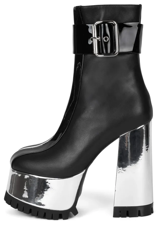 Jeffrey Campbell ROBOTIC Black Silver Metallic Women Boot