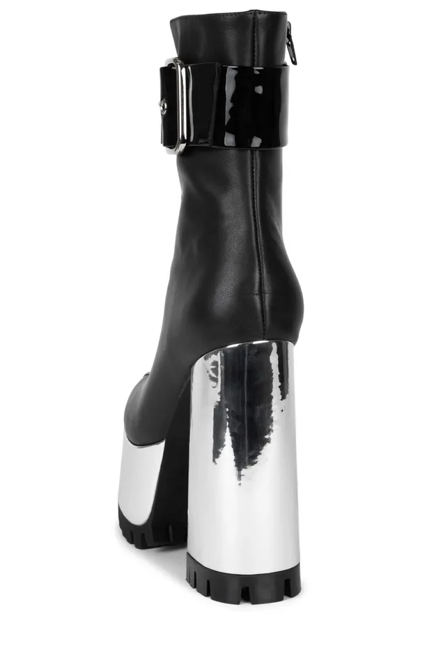 Jeffrey Campbell ROBOTIC Black Silver Metallic Women Boot