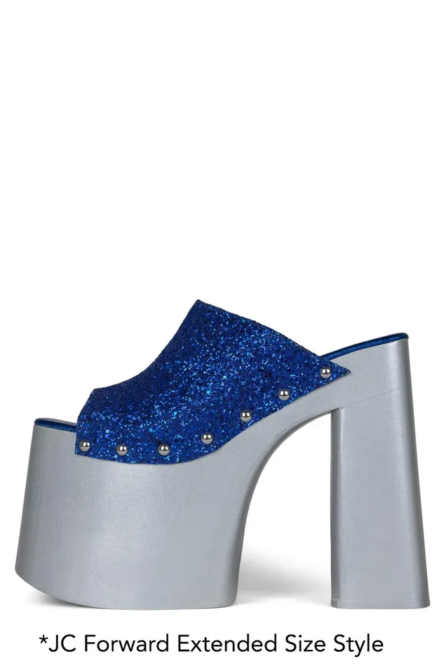 Jeffrey Campbell ROCKNROLLN Blue Glitter Silver Women Sandal