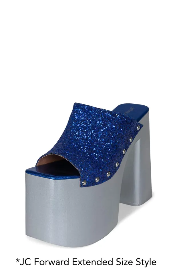 Jeffrey Campbell ROCKNROLLN Blue Glitter Silver Women Sandal