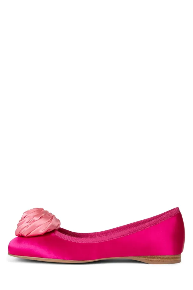 Jeffrey Campbell ROSETTA Pink Satin Combo Women Ballet Flats