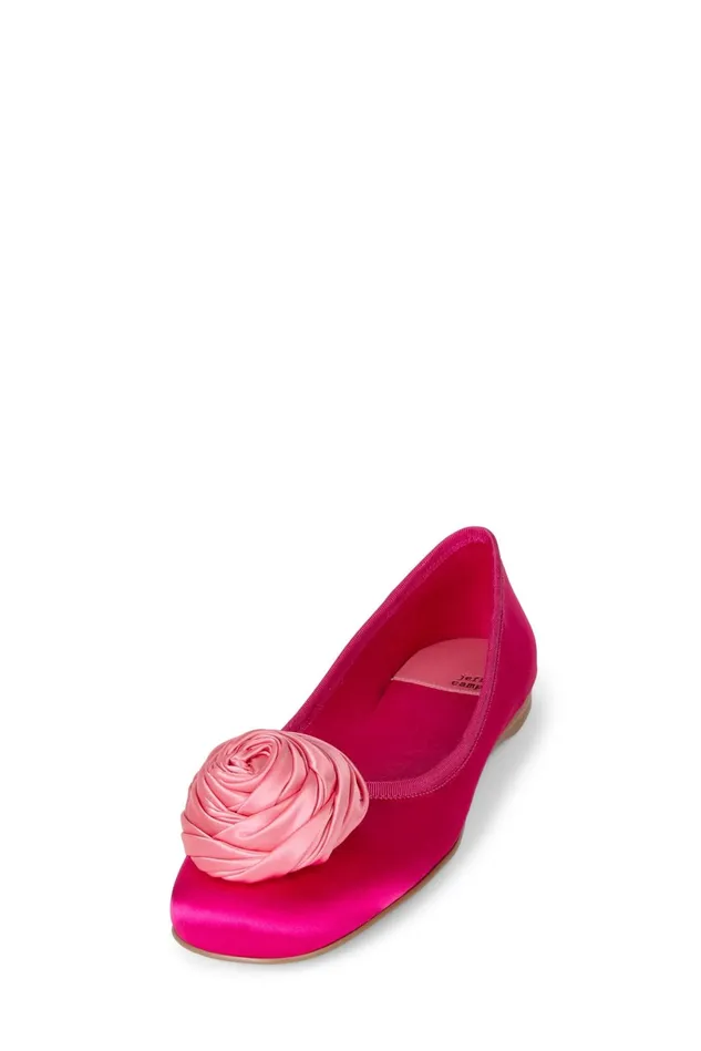 Jeffrey Campbell ROSETTA Pink Satin Combo Women Ballet Flats