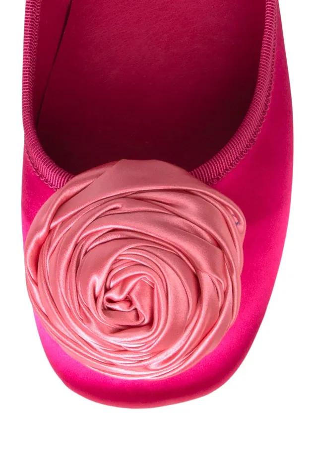 Jeffrey Campbell ROSETTA Pink Satin Combo Women Ballet Flats