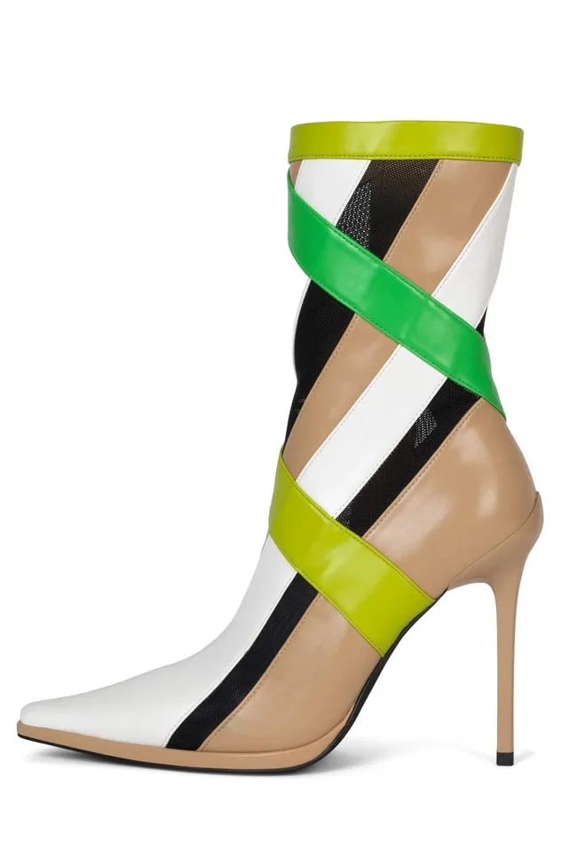 Jeffrey Campbell STRIPES Black Suede Black Mesh Women Ankle To Mid