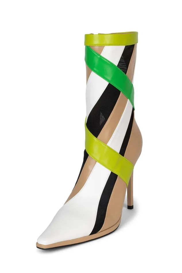 Jeffrey Campbell STRIPES Black Suede Black Mesh Women Ankle To Mid