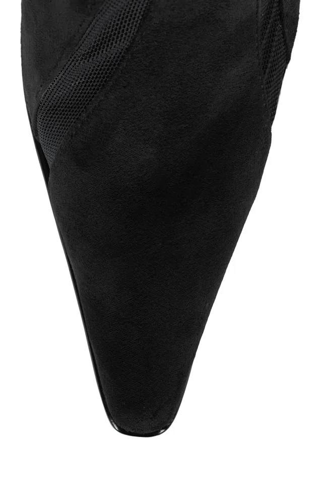 Jeffrey Campbell STRIPES Black Suede Black Mesh Women Ankle To Mid