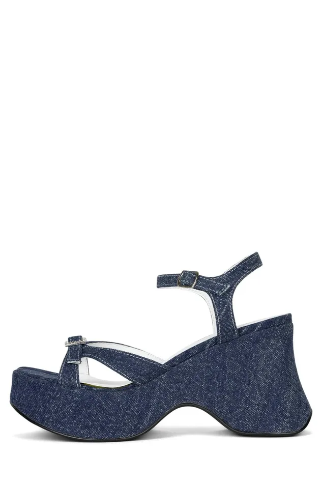 Jeffrey Campbell THROWBACK Dark Blue Denim Silver Women Sandal