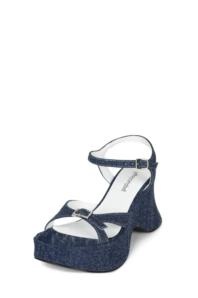 Jeffrey Campbell THROWBACK Dark Blue Denim Silver Women Sandal