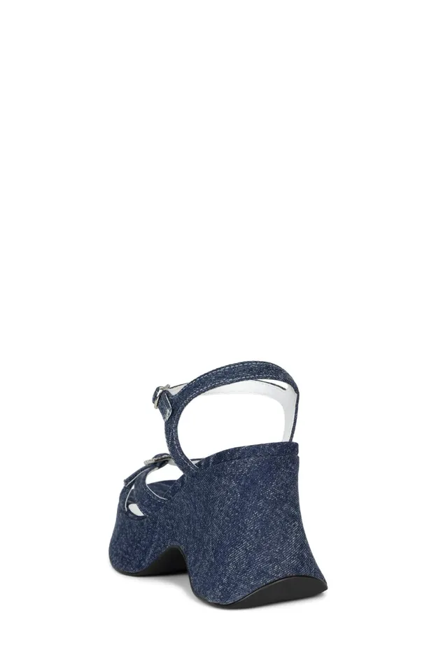 Jeffrey Campbell THROWBACK Dark Blue Denim Silver Women Sandal