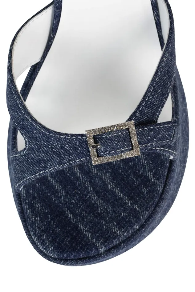 Jeffrey Campbell THROWBACK Dark Blue Denim Silver Women Sandal