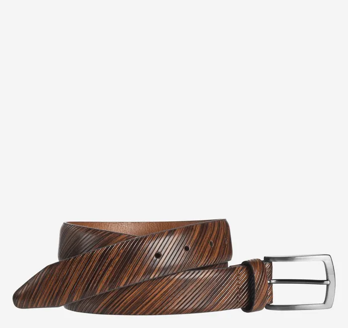 JohnstonandMurphy Belts DiagonalEtched Belt Tan 8211 Men