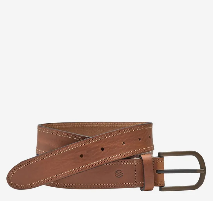 JohnstonandMurphy Belts Double Contrast Stitched Belt Tan 8211 Men