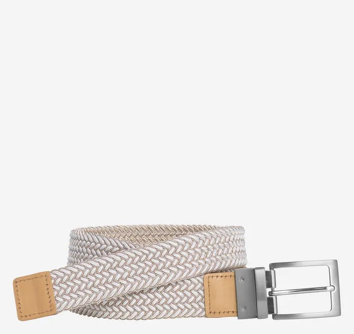 JohnstonandMurphy Belts Reversible StretchWoven Belt Dark Taupewhite 8211 Men