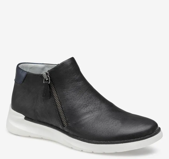 JohnstonandMurphy Boots and Booties Emery Zip Bootie Black Italian Washed Sheepskin 8211 Women