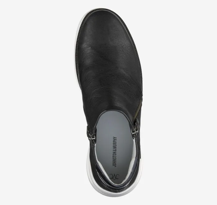 JohnstonandMurphy Boots and Booties Emery Zip Bootie Black Italian Washed Sheepskin 8211 Women