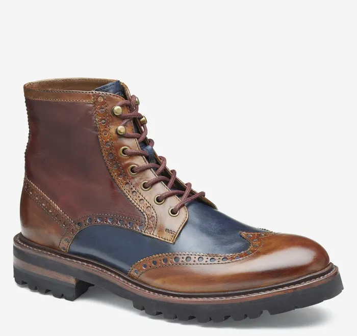 JohnstonandMurphy Boots Dudley Lug Wingtip Boot Tan Multi Calfskin 8211 Men