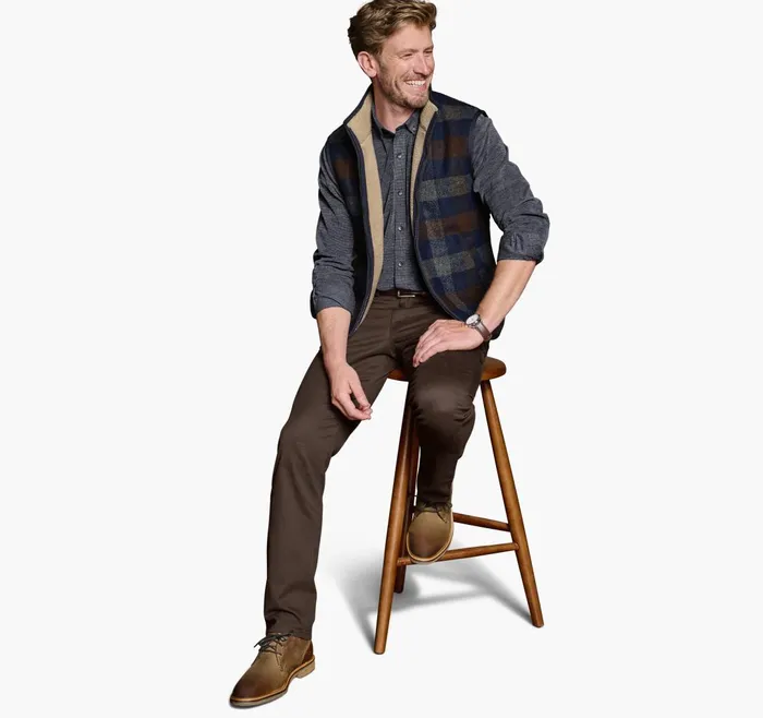 JohnstonandMurphy Coats Jackets and Vests Plaid SherpaLined Vest Navy Multi 8211 Men JohnstonandMurphy Coats Jackets and Vests Plaid SherpaLined Vest Navy Multi 8211 Men