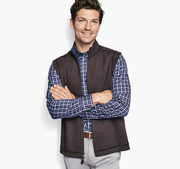 JohnstonandMurphy Coats Jackets and Vests Reversible Solid Vest Brownnavy 8211 Men JohnstonandMurphy Coats Jackets and Vests Reversible Solid Vest Brownnavy 8211 Men