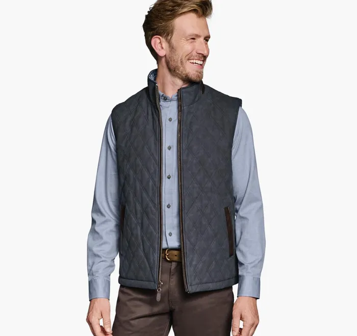 JohnstonandMurphy Coats Jackets and Vests Upton Reversible Vest Blue Plaidnavy 8211 Men JohnstonandMurphy Coats Jackets and Vests Upton Reversible Vest Blue Plaidnavy 8211 Men