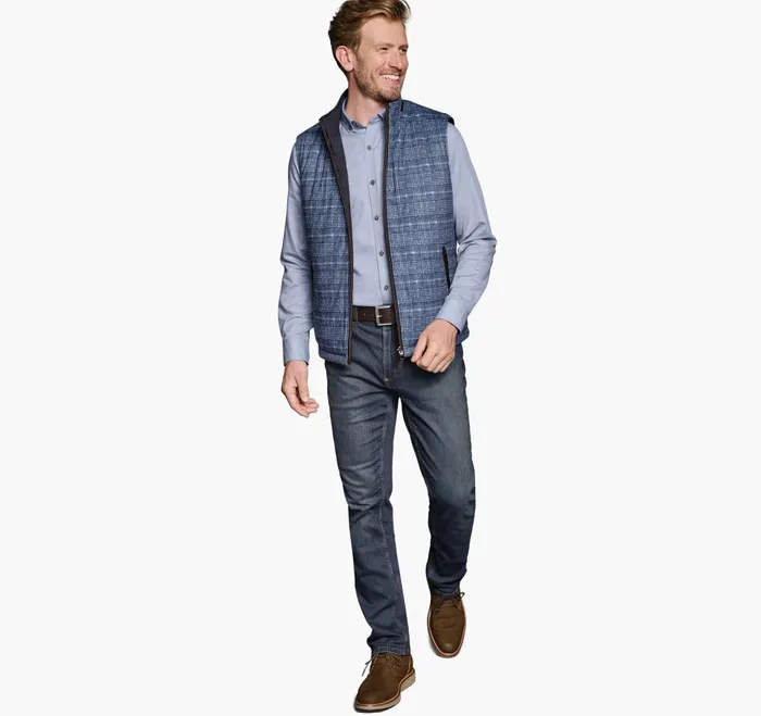 JohnstonandMurphy Coats Jackets and Vests Upton Reversible Vest Blue Plaidnavy 8211 Men JohnstonandMurphy Coats Jackets and Vests Upton Reversible Vest Blue Plaidnavy 8211 Men