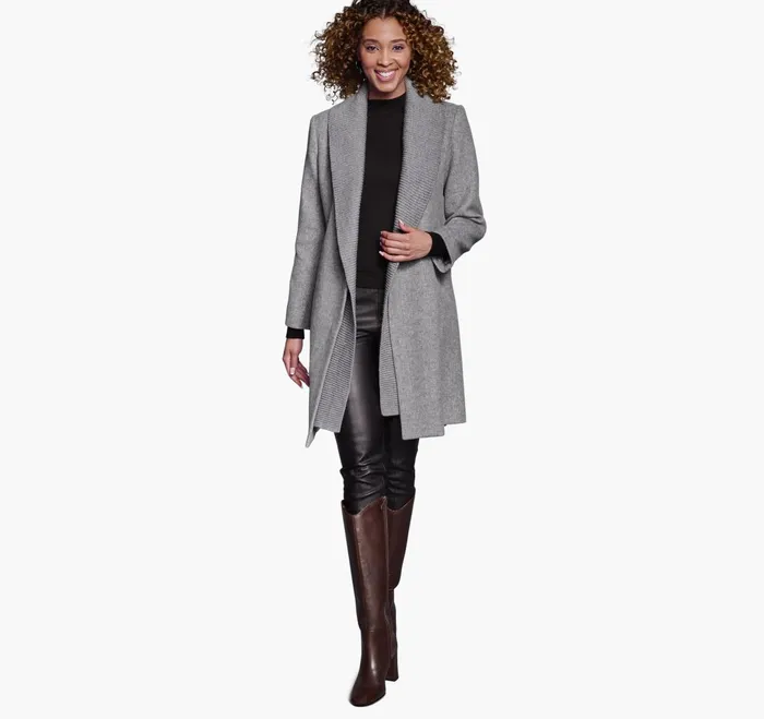 JohnstonandMurphy Coats Jackets and Vests WoolBlend Coat With Removable Knit Collar Gray 8211 Women JohnstonandMurphy Coats Jackets and Vests WoolBlend Coat With Removable Knit Collar Gray 8211 Women