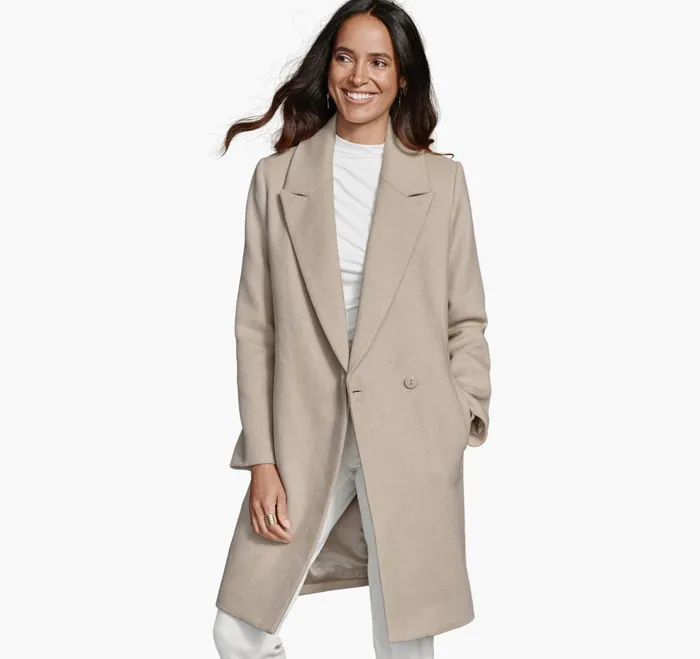 JohnstonandMurphy Coats Jackets and Vests WoolBlend Coat With Removable Knit Collar Taupe 8211 Women JohnstonandMurphy Coats Jackets and Vests WoolBlend Coat With Removable Knit Collar Taupe 8211 Women