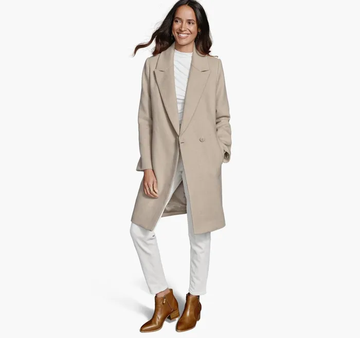 JohnstonandMurphy Coats Jackets and Vests WoolBlend Coat With Removable Knit Collar Taupe 8211 Women JohnstonandMurphy Coats Jackets and Vests WoolBlend Coat With Removable Knit Collar Taupe 8211 Women