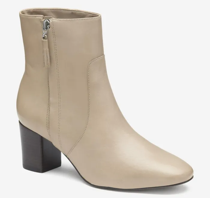 JohnstonandMurphy Heels and Platform Wedges Eleanor SideZip Bootie Beige Calfskin 8211 Women JohnstonandMurphy Heels and Platform Wedges Eleanor SideZip Bootie Beige Calfskin 8211 Women