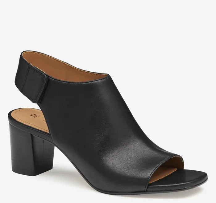 JohnstonandMurphy Heels and Platform Wedges Evelyn OpenToe Bootie Black Glove Leather 8211 Women