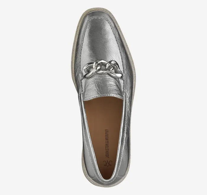 JohnstonandMurphy Mules and Loafers Gracelyn Chain Loafer Silver Metallic Sheepskin 8211 Women JohnstonandMurphy Mules and Loafers Gracelyn Chain Loafer Silver Metallic Sheepskin 8211 Women