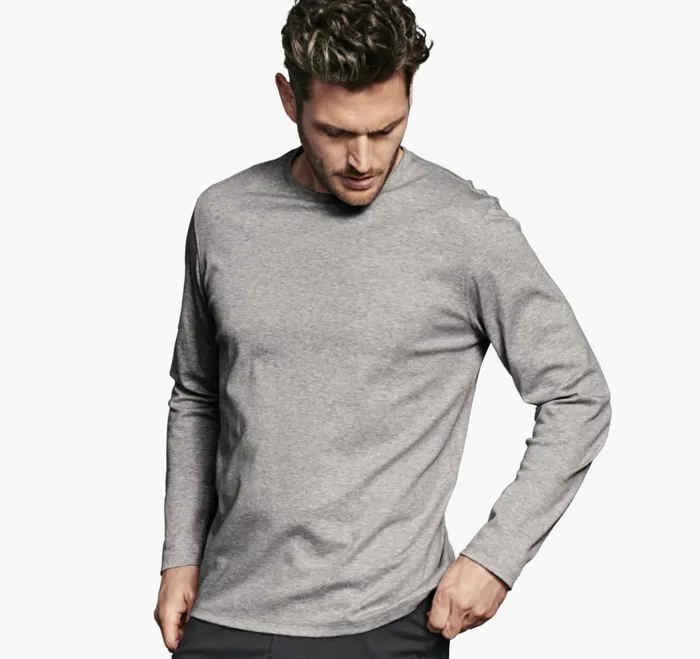 JohnstonandMurphy Polos and Tees Essential LongSleeve Tee Gray Heather 8211 Men JohnstonandMurphy Polos and Tees Essential LongSleeve Tee Gray Heather 8211 Men
