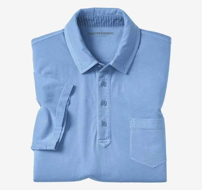 JohnstonandMurphy Polos and Tees Garment Dyed Polo Blue 8211 Men