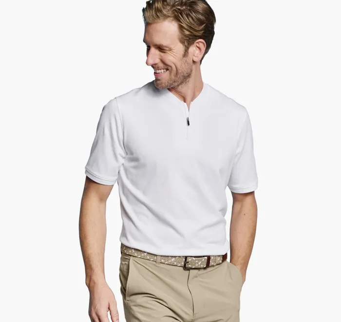 JohnstonandMurphy Polos and Tees Jacquard Zip Polo White 8211 Men