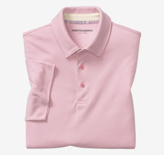 JohnstonandMurphy Polos and Tees Liquid Cotton Polo Pink 8211 Men