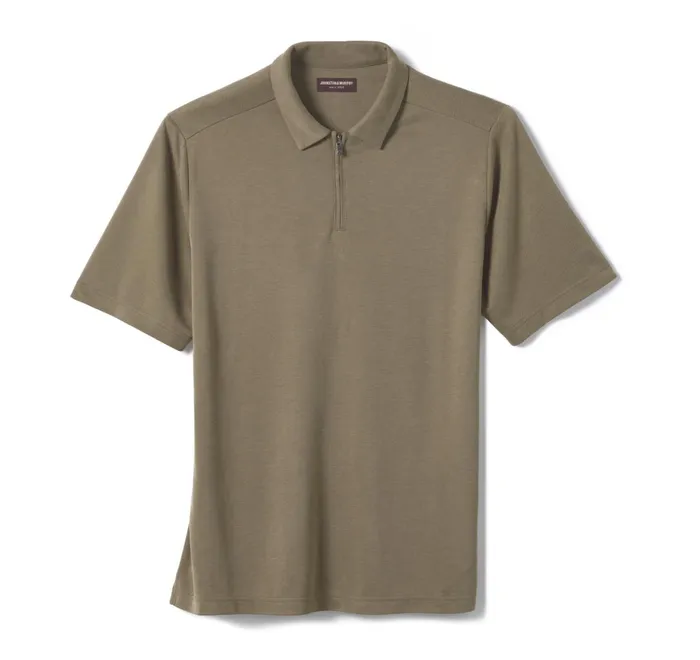 JohnstonandMurphy Polos and Tees Vintage Birdseye Zip Polo Olive 8211 Men