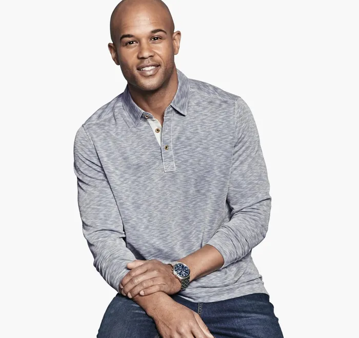 JohnstonandMurphy Polos and Tees Vintage Slub LongSleeve Polo Indigo 8211 Men