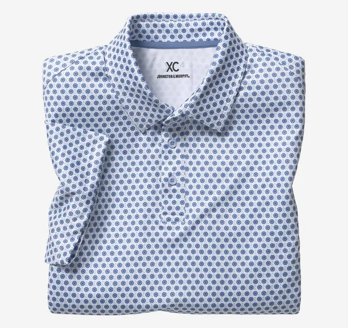 JohnstonandMurphy Polos and Tees Xc4 Performance Polo Whiteblue Dotted Circle 8211 Men JohnstonandMurphy Polos and Tees Xc4 Performance Polo Whiteblue Dotted Circle 8211 Men