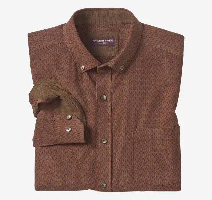 JohnstonandMurphy Shirts Corduroy Shirt Rust Overdyed Print 8211 Men