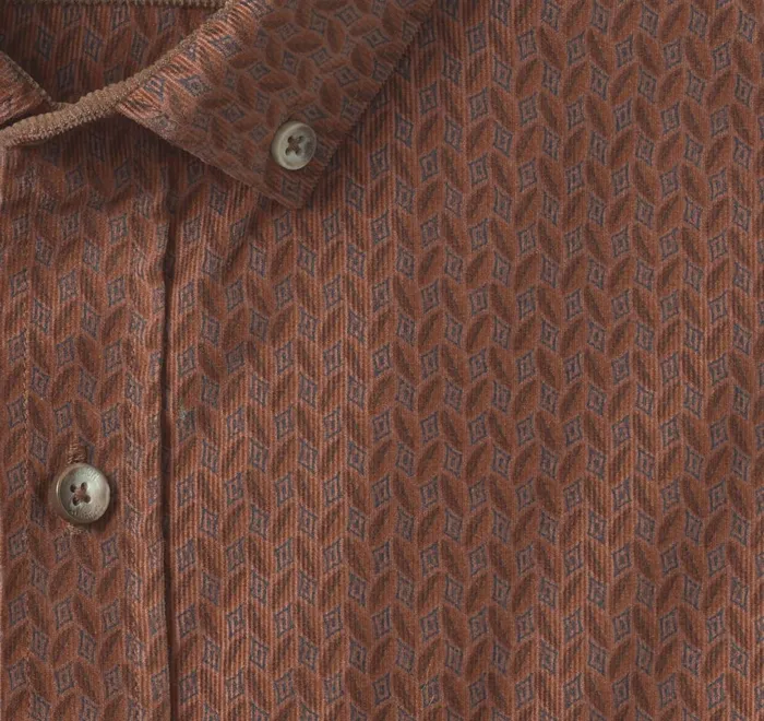 JohnstonandMurphy Shirts Corduroy Shirt Rust Overdyed Print 8211 Men JohnstonandMurphy Shirts Corduroy Shirt Rust Overdyed Print 8211 Men