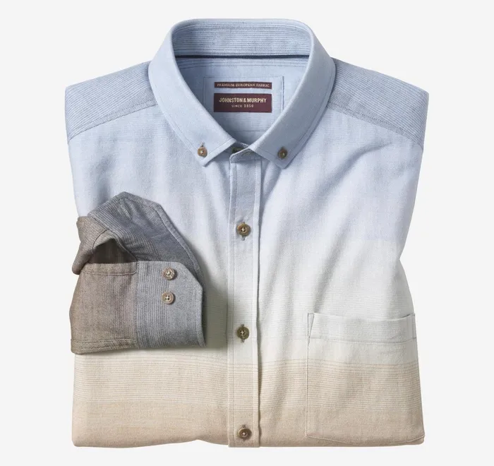 JohnstonandMurphy Shirts Heathered Shirt Bluebrown Brushed Ombre 8211 Men