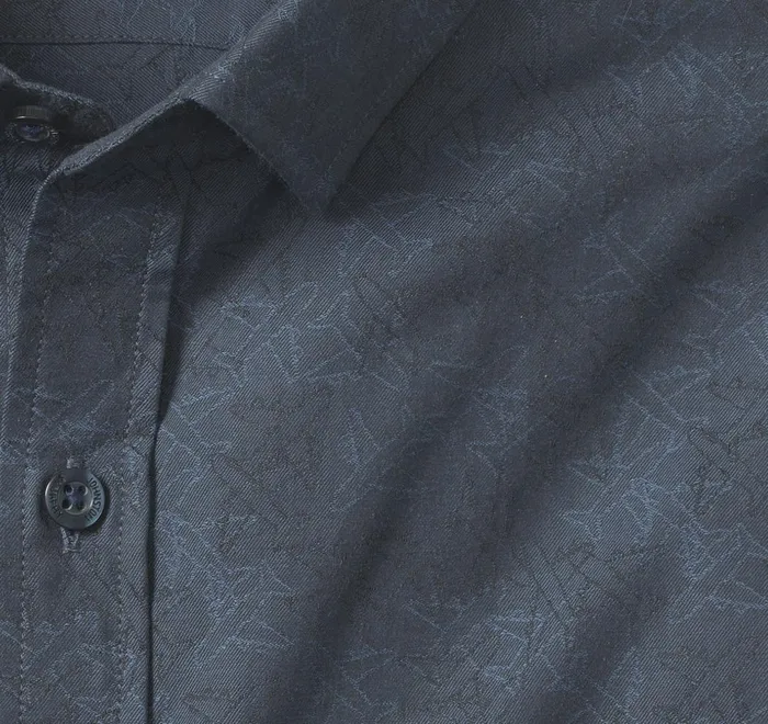 JohnstonandMurphy Shirts LongSleeve Jacquard Shirt Navy Airplane 8211 Men