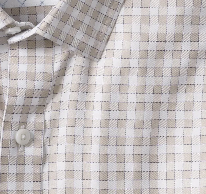 JohnstonandMurphy Shirts NonIron Dress Shirt Tan Twill Gingham 8211 Men