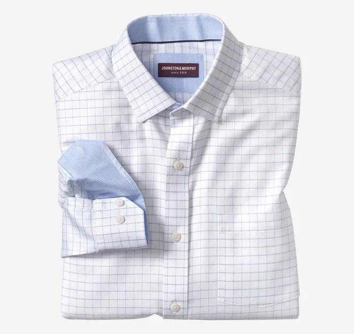 JohnstonandMurphy Shirts NonIron Dress Shirt White Windowpane 8211 Men