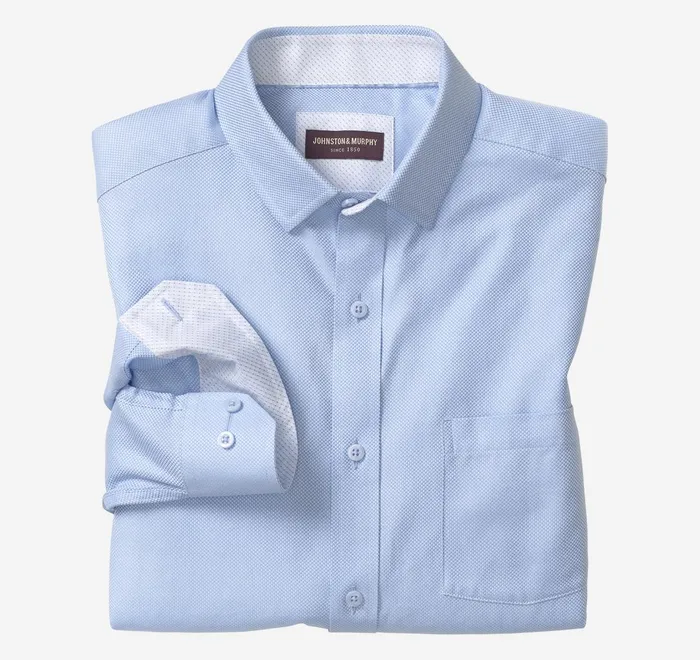 JohnstonandMurphy Shirts Premium Cotton Shirts Blue Solid Birdseye 8211 Men