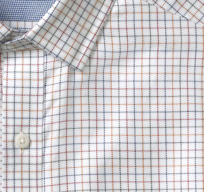 JohnstonandMurphy Shirts Premium Cotton Shirts White Multi Small Outline Grid 8211 Men JohnstonandMurphy Shirts Premium Cotton Shirts White Multi Small Outline Grid 8211 Men