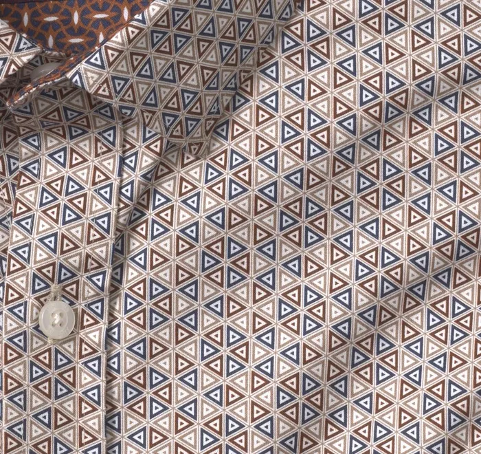 JohnstonandMurphy Shirts Printed Cotton Shirt Brownnavy Triangle 8211 Men