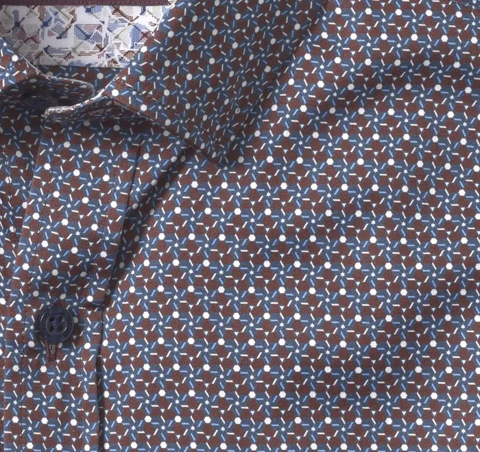 JohnstonandMurphy Shirts Printed Cotton Shirt Burgundy Hexagon Cluster 8211 Men