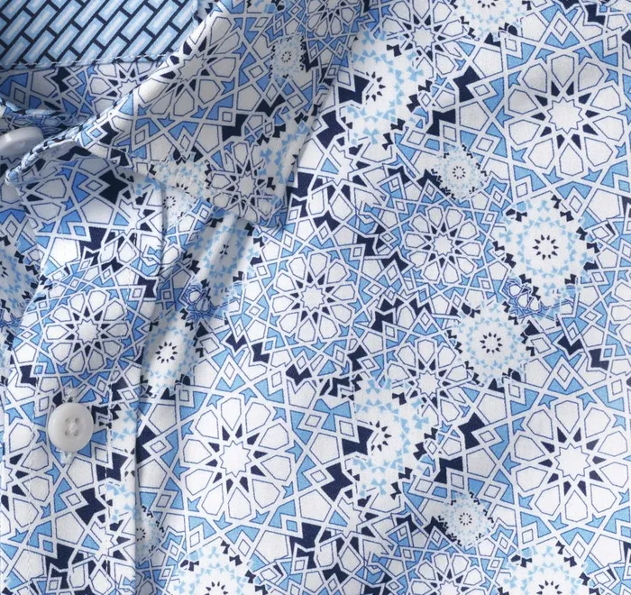 JohnstonandMurphy Shirts Printed Cotton Shirt Light Blue Multipoint Star 8211 Men