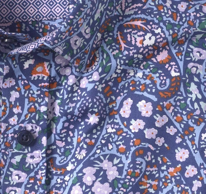 JohnstonandMurphy Shirts Printed Cotton Shirt Navy Floral Paisley 8211 Men
