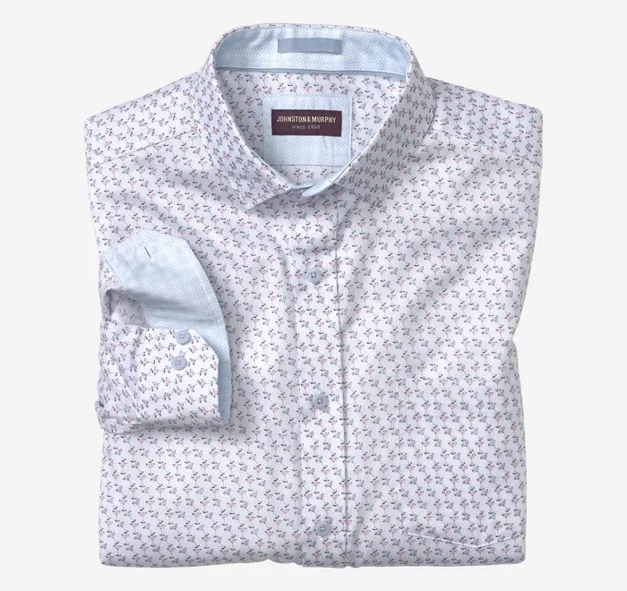JohnstonandMurphy Shirts Printed Cotton Shirt Pink Cocktail 8211 Men